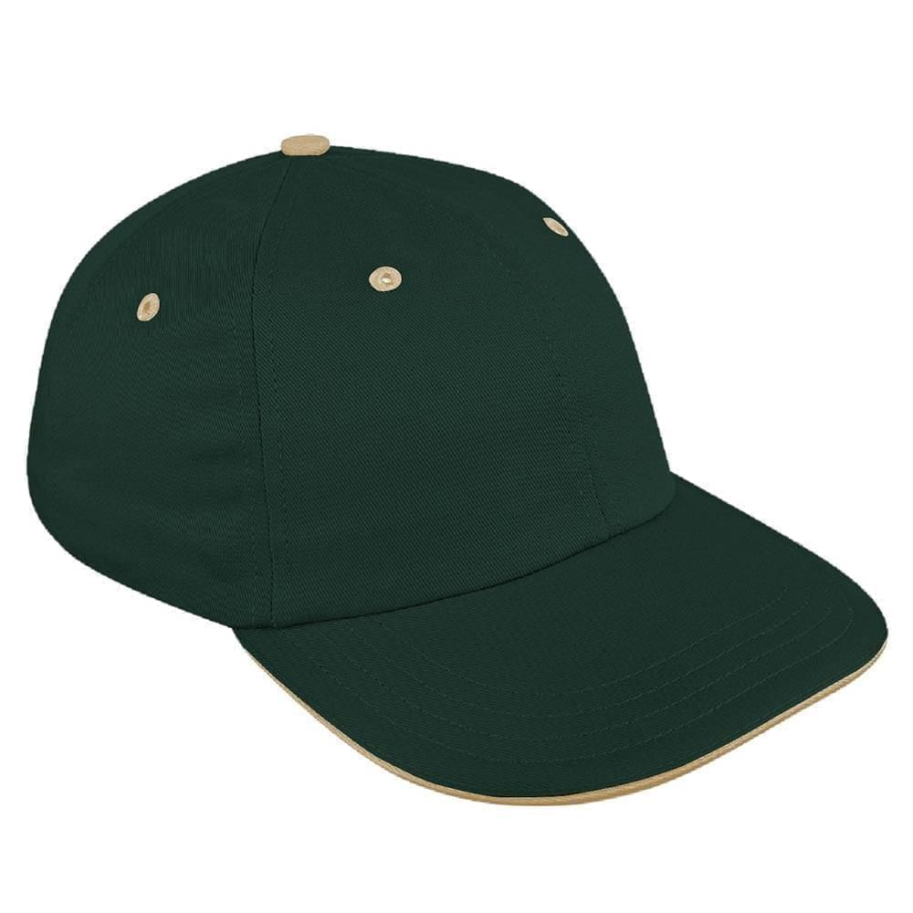 Hunter Green-Khaki Canvas Leather Dad Cap