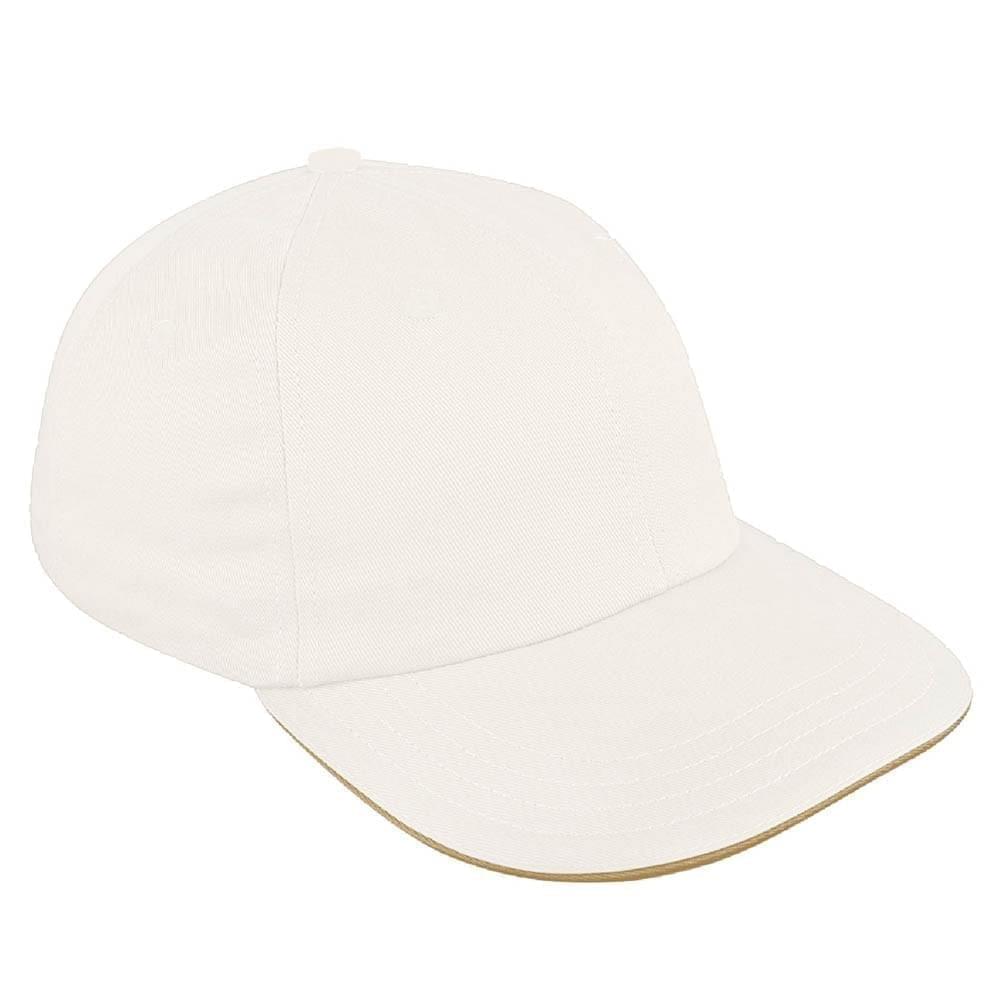 White-Khaki Canvas Self Strap Dad Cap