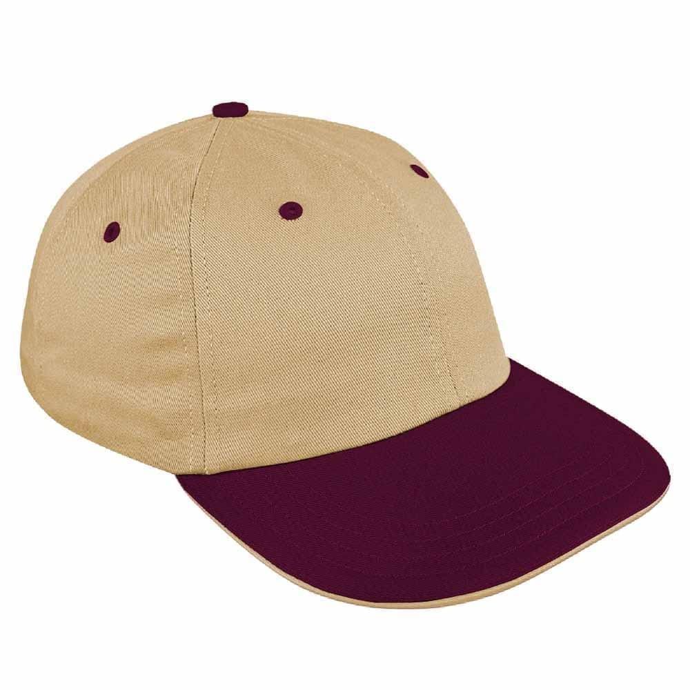 Khaki-Burgundy Canvas Velcro Dad Cap