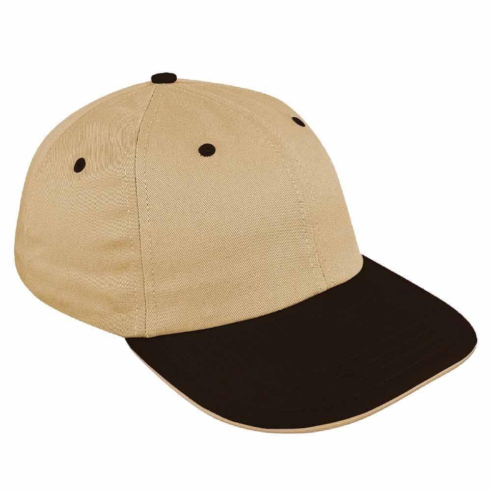 Khaki-Black Canvas Snapback Dad Cap