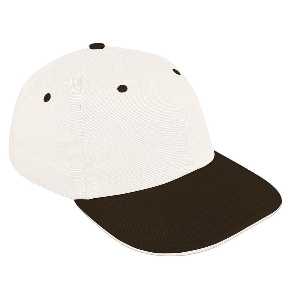 White-Black Canvas Leather Dad Cap