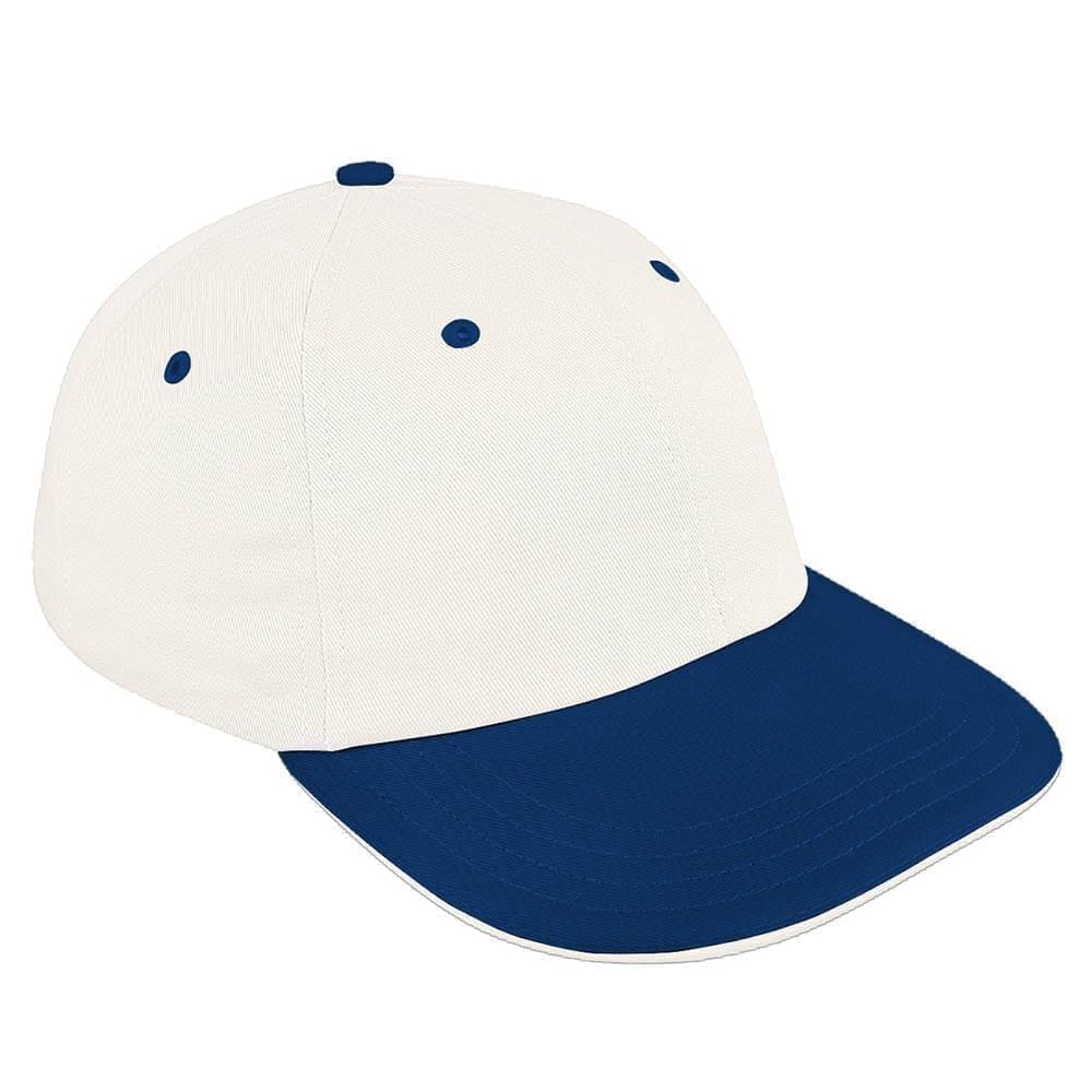 White-Navy Canvas Snapback Dad Cap