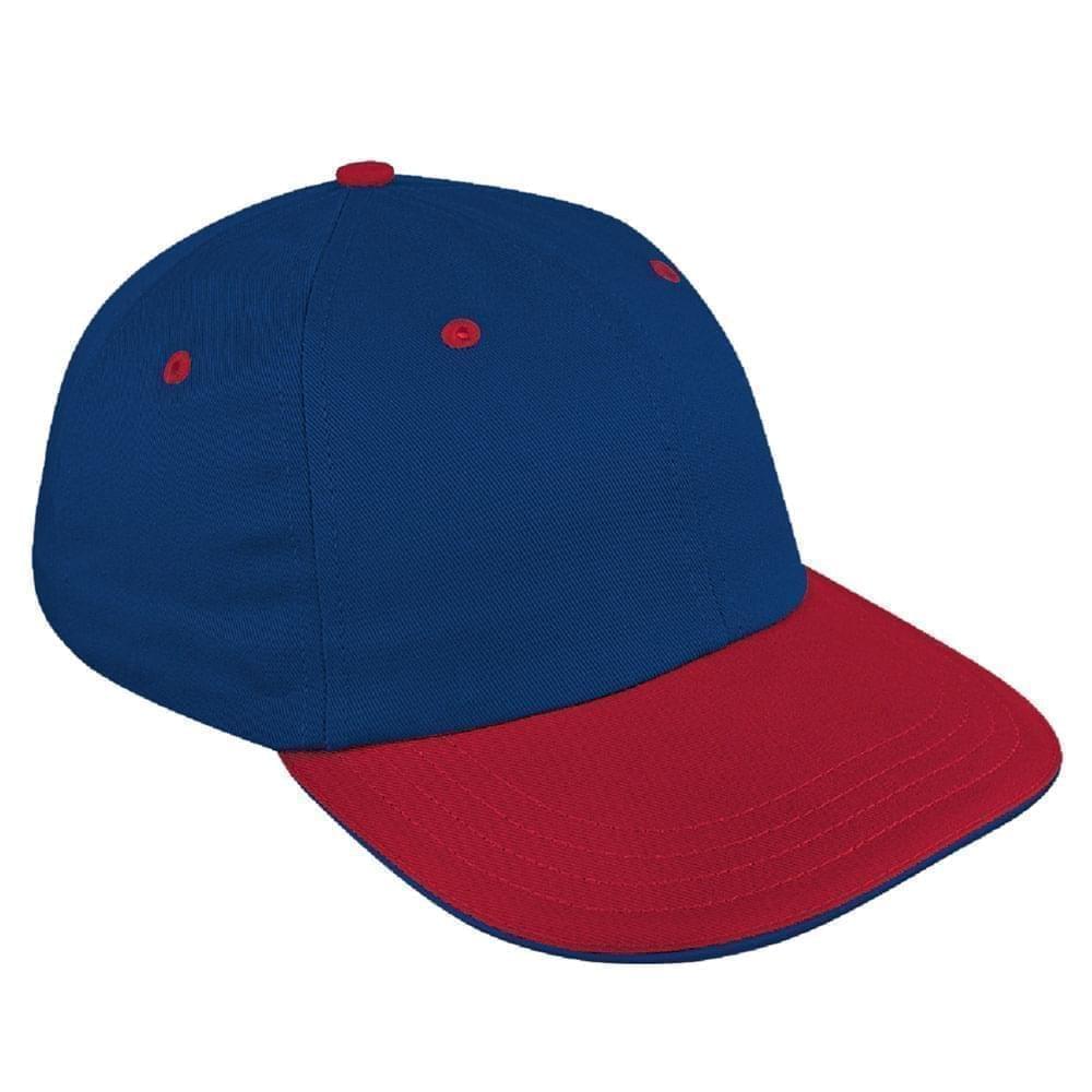 Navy-Red Canvas Leather Dad Cap