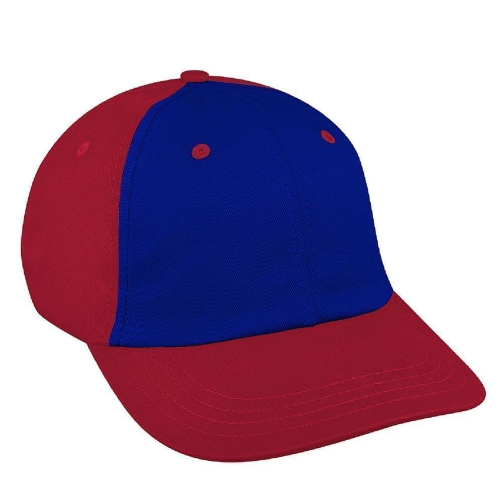 Royal Blue-Red Canvas Leather Dad Cap