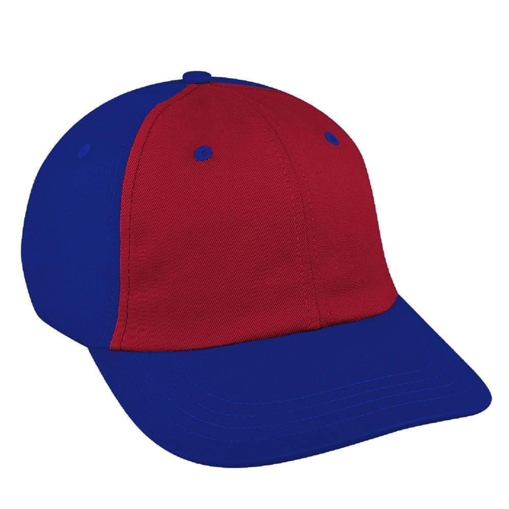 Red-Royal Blue Canvas Leather Dad Cap