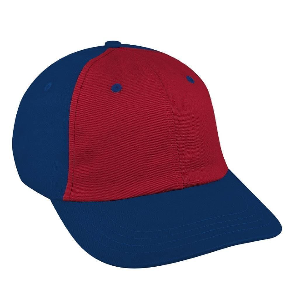 Red-Navy Canvas Leather Dad Cap