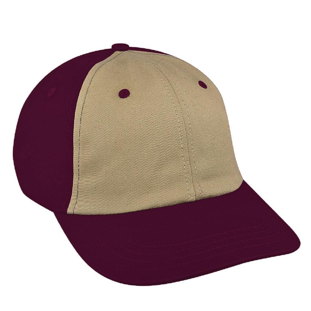 Khaki-Burgundy Canvas Leather Dad Cap