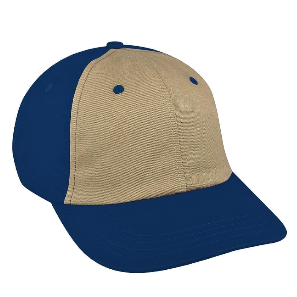 Khaki-Navy Canvas Leather Dad Cap