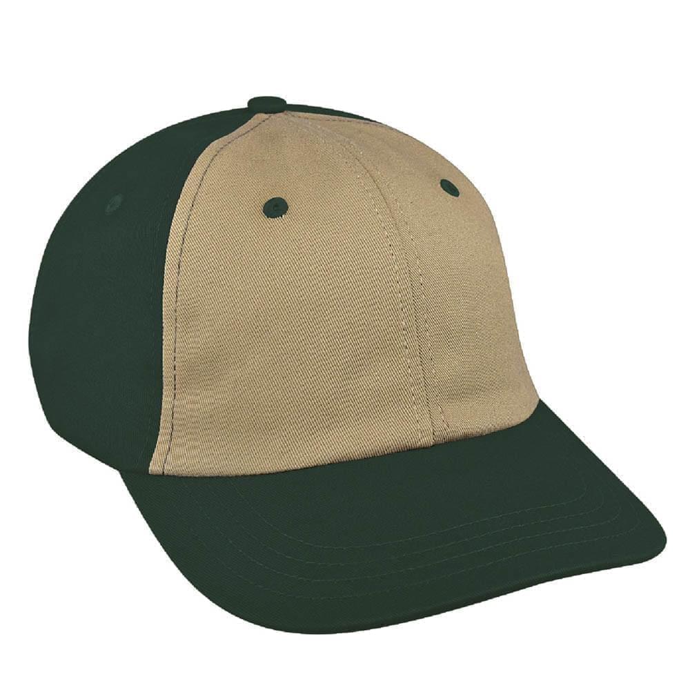 Khaki-Hunter Green Canvas Leather Dad Cap