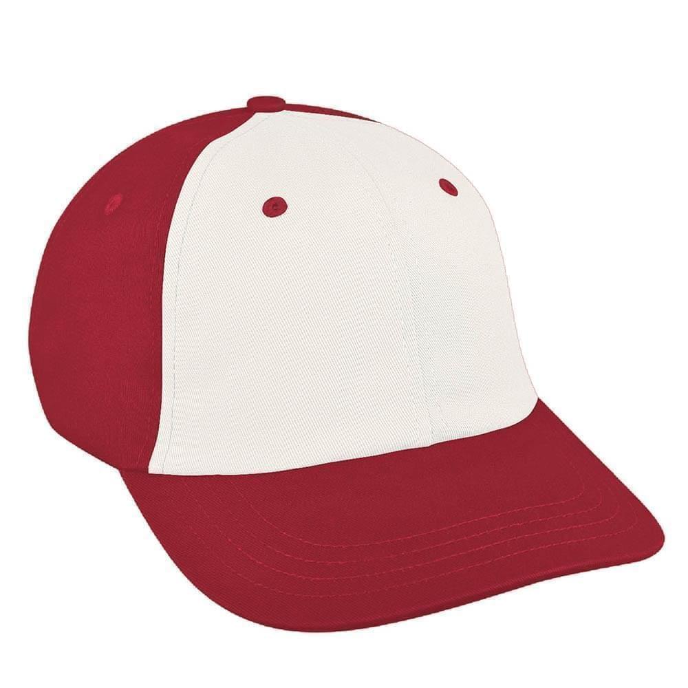 White-Red Canvas Leather Dad Cap