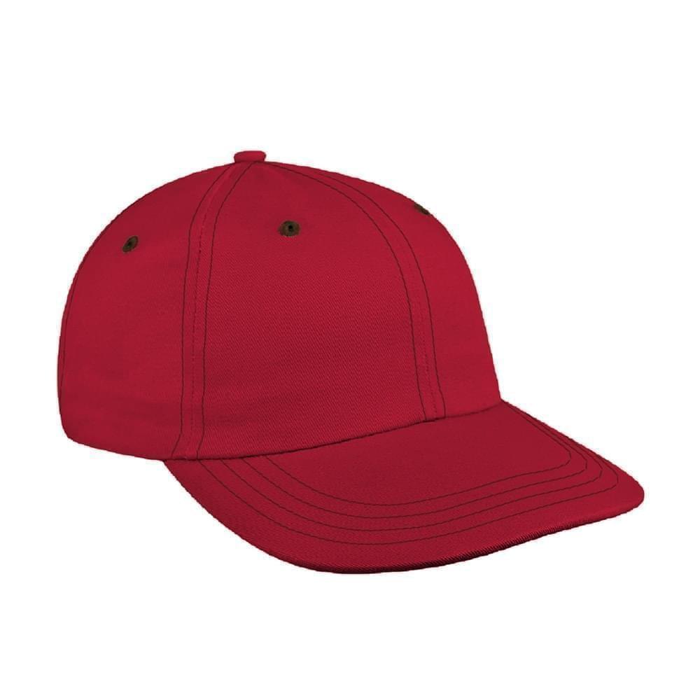 Red-Black Canvas Leather Dad Cap