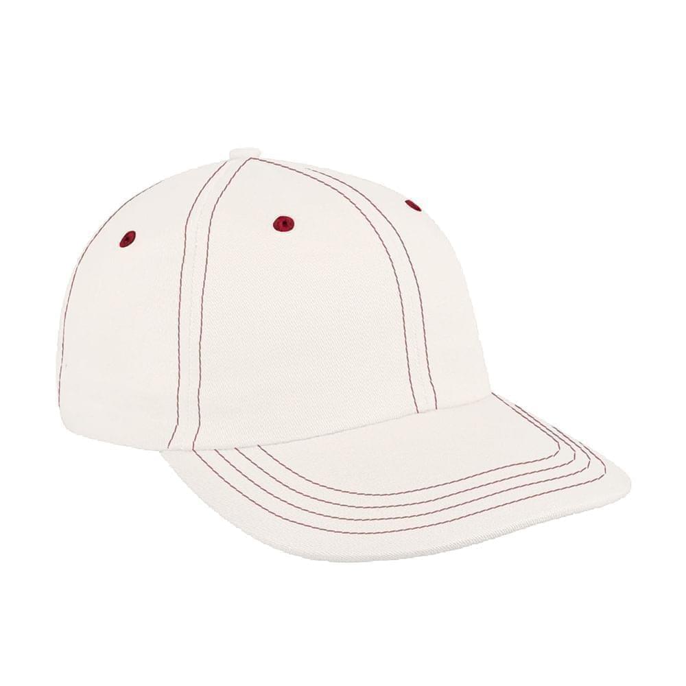 White-Red Canvas Snapback Dad Cap