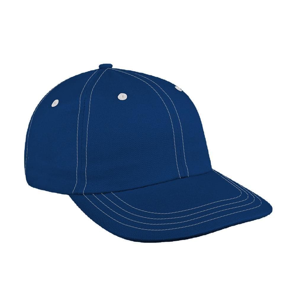Navy-White Canvas Leather Dad Cap