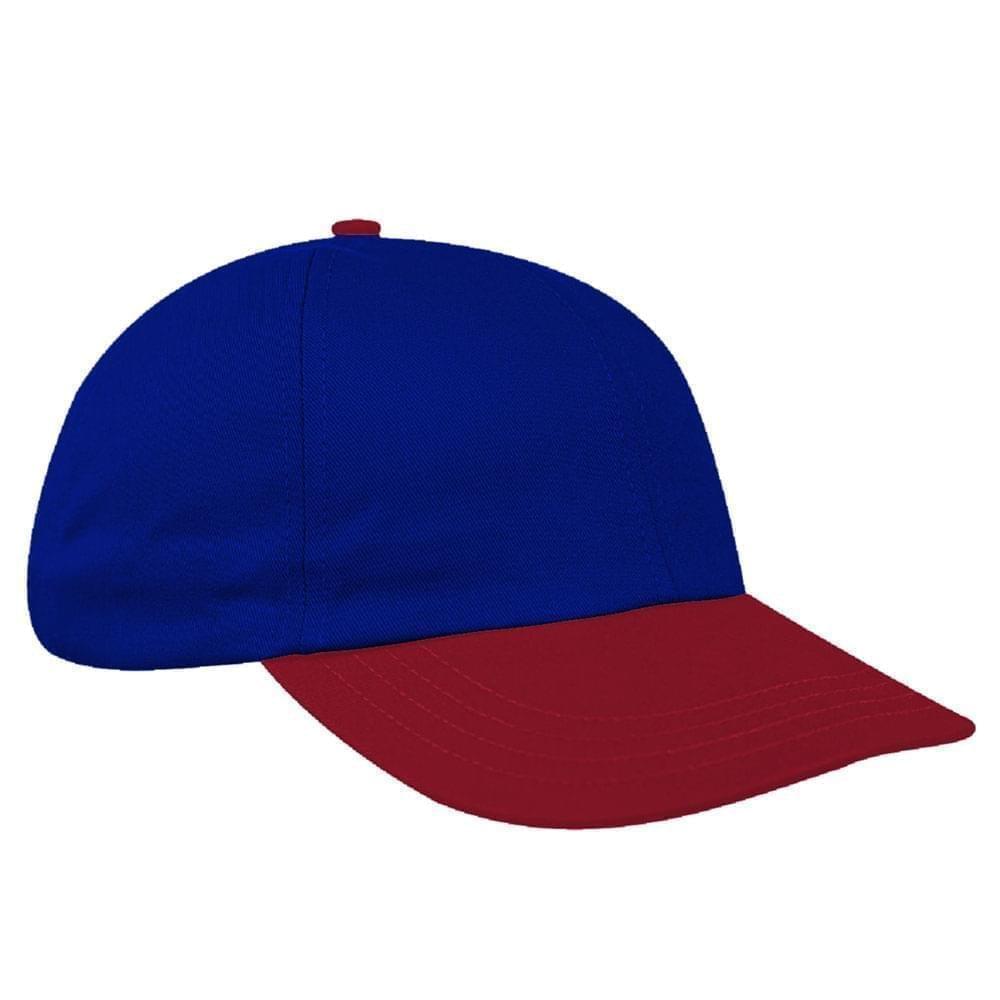 Royal Blue-Red Canvas Leather Dad Cap