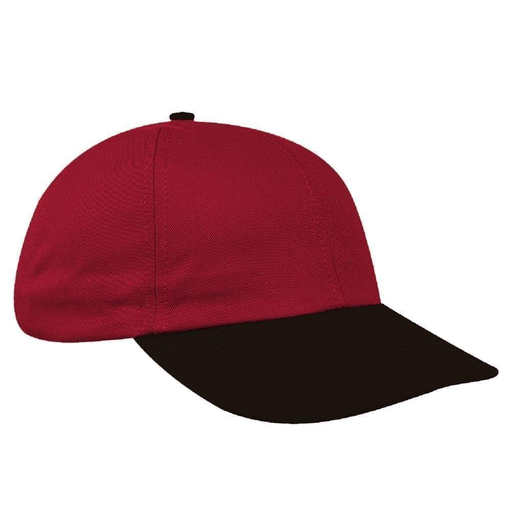 Red-Black Canvas Leather Dad Cap