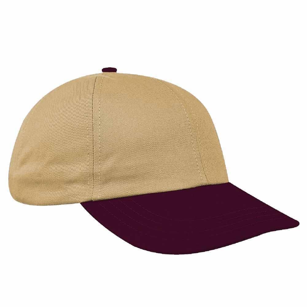 Khaki-Burgundy Canvas Self Strap Dad Cap