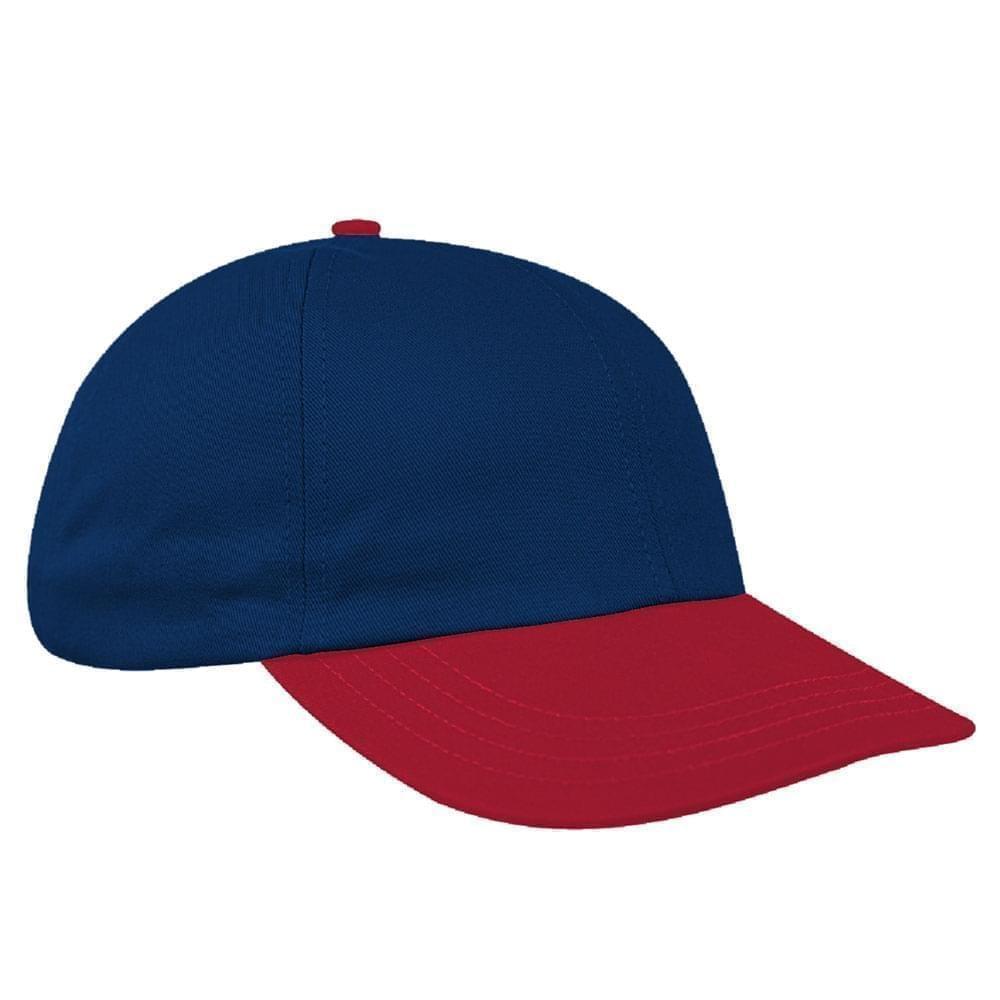 Navy-Red Canvas Leather Dad Cap