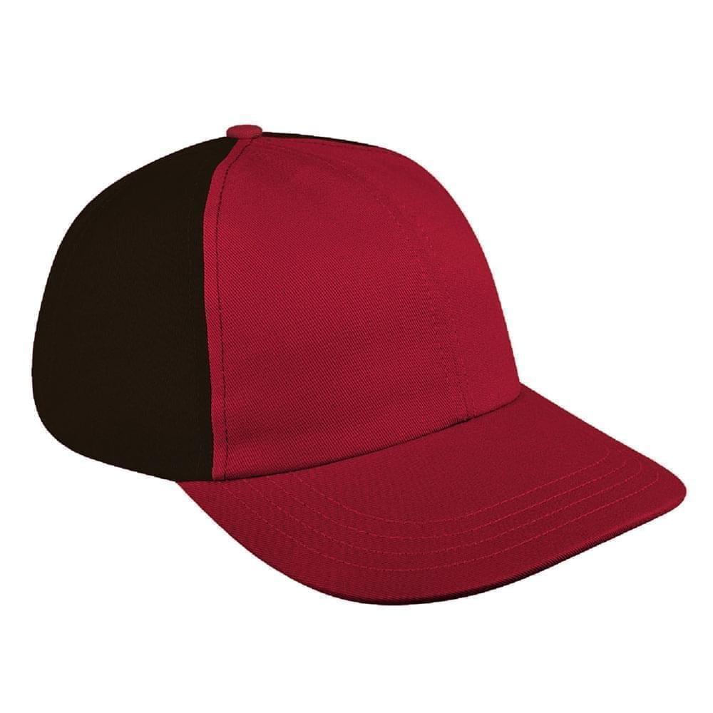 Red-Black Canvas Leather Dad Cap