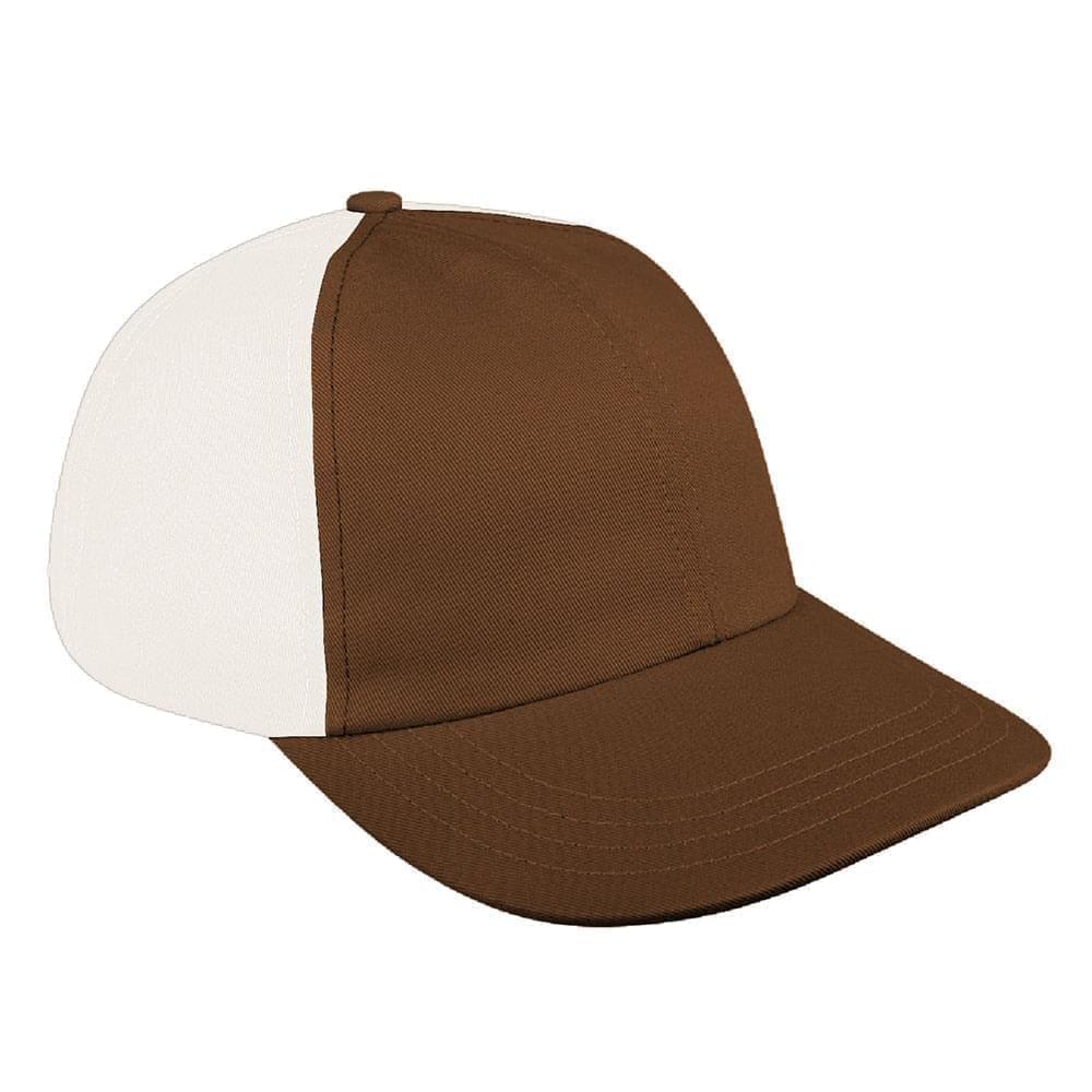 Brown-White Denim Velcro Dad Cap