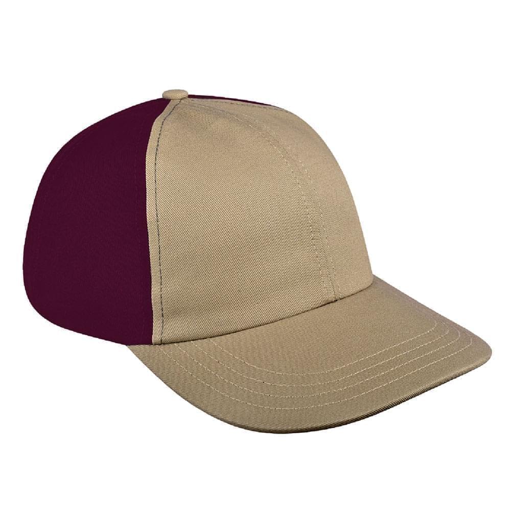 Khaki-Burgundy Canvas Velcro Dad Cap