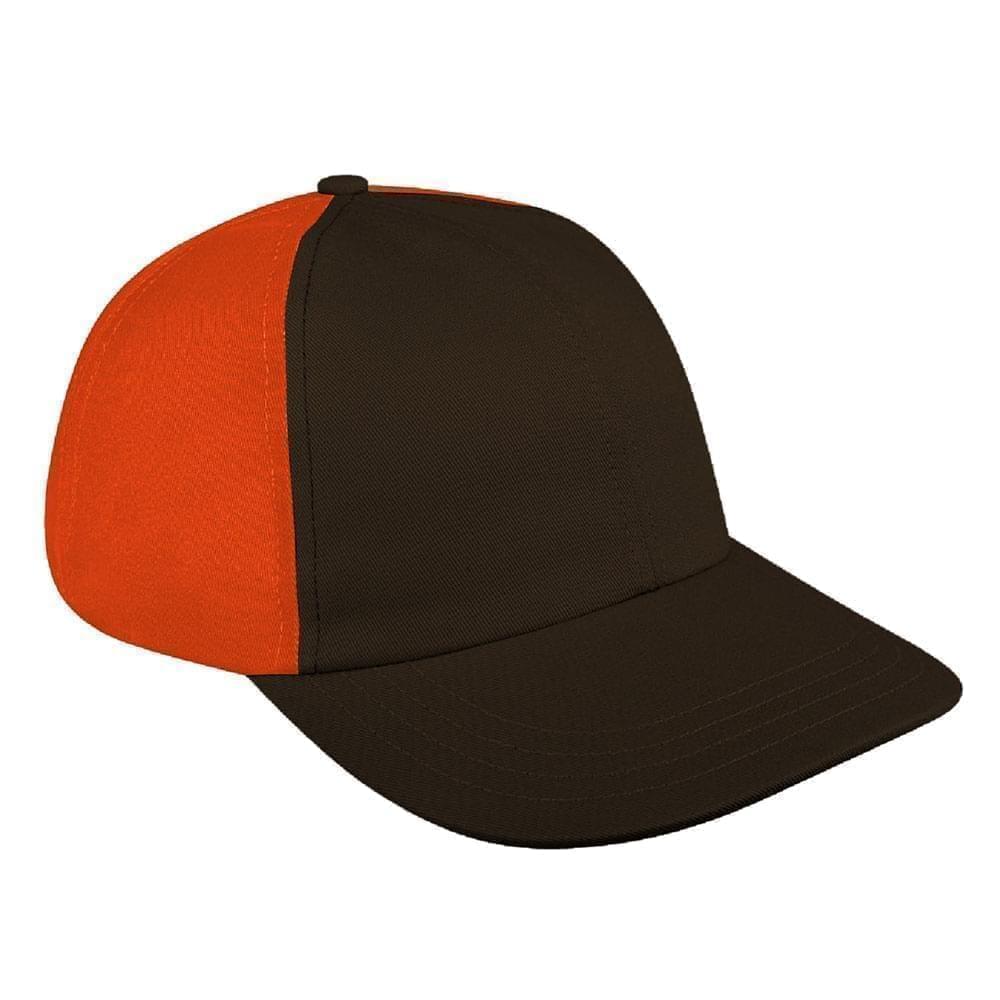 Black-Orange Canvas Leather Dad Cap