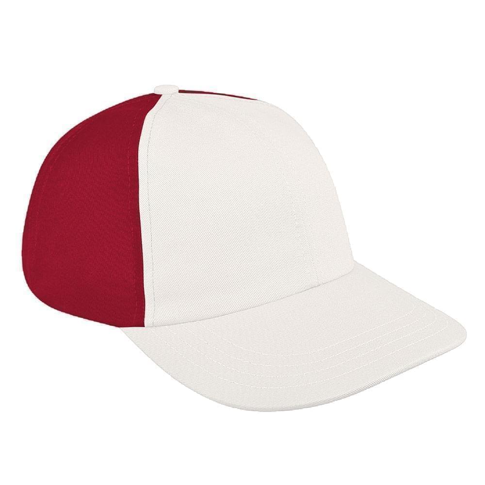 White-Red Canvas Leather Dad Cap