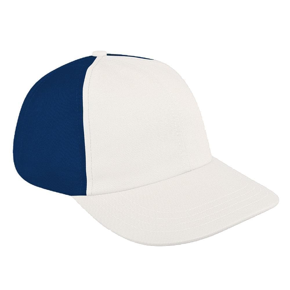 White-Navy Canvas Leather Dad Cap
