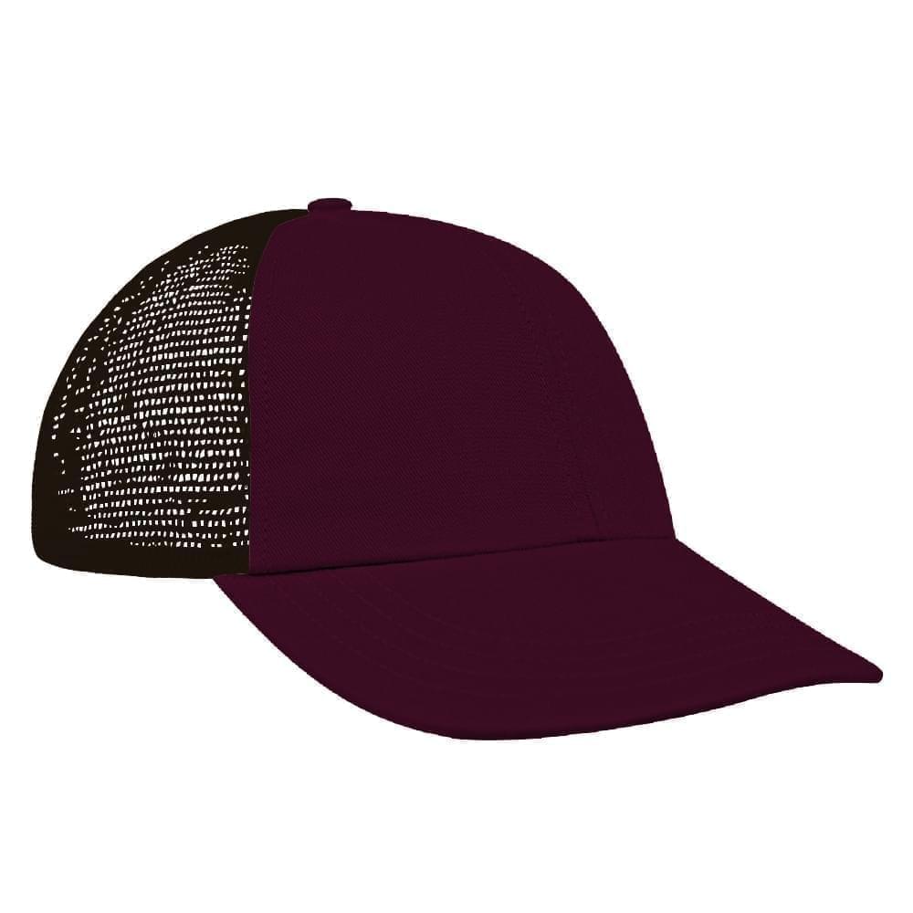Burgundy-Black Meshback Snapback Dad Cap