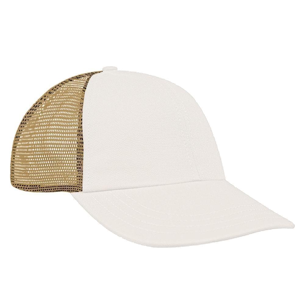 White-Khaki Meshback Snapback Dad Cap