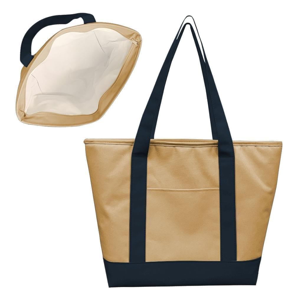 Deluxe Cooler Tote-600 D Poly-18W X 14W X 5D-Khaki/Black