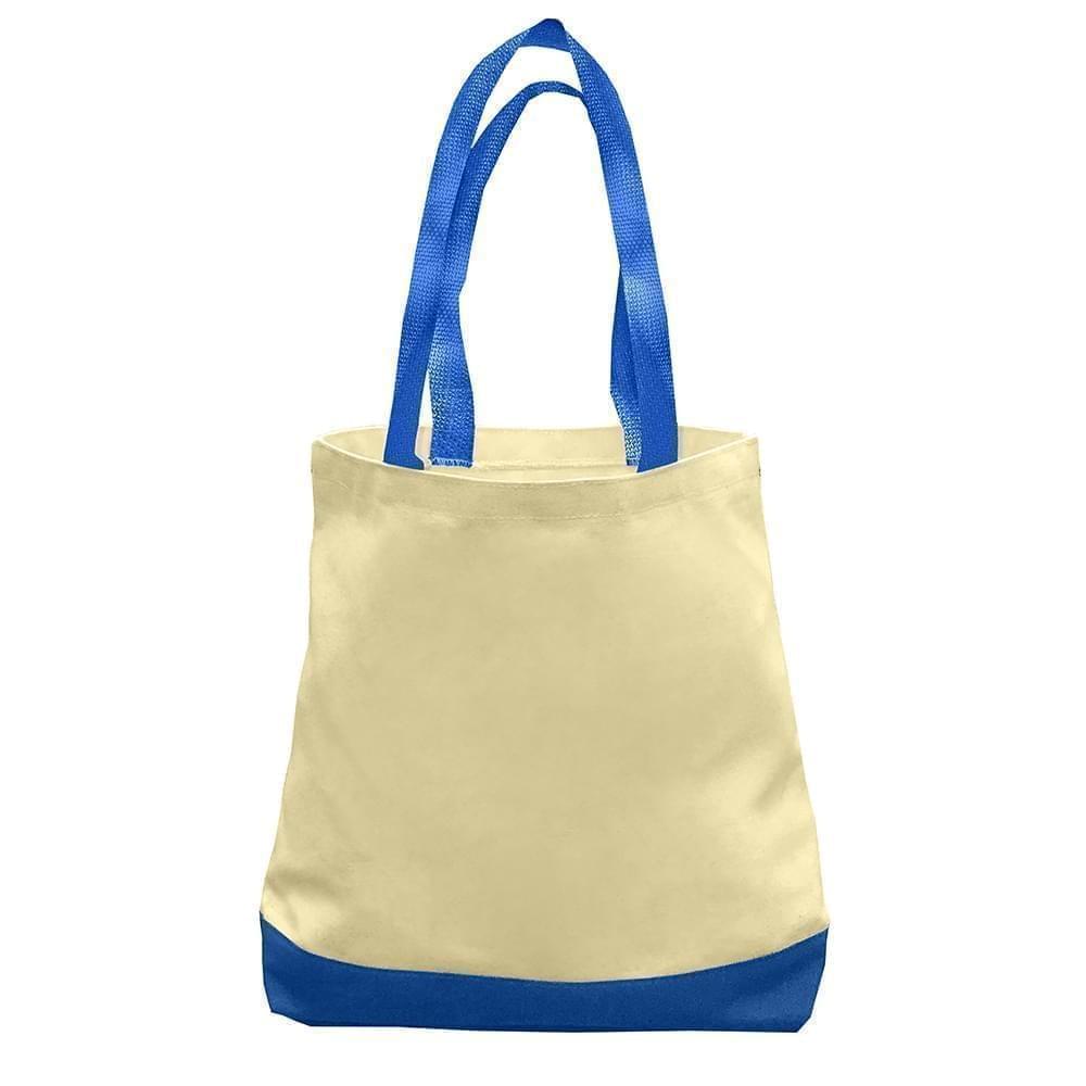 USA Made Duck Canvas Promo Boat Totes, Natural-Royal, 7011000-AK3