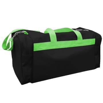 USA Made Poly Travel Carry On Duffels, Black-Lime, 8006729-02-AOY