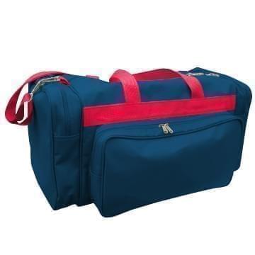 USA Made Poly Vacation Carryon Duffel Bags, Navy-Red, 8006729-AW2