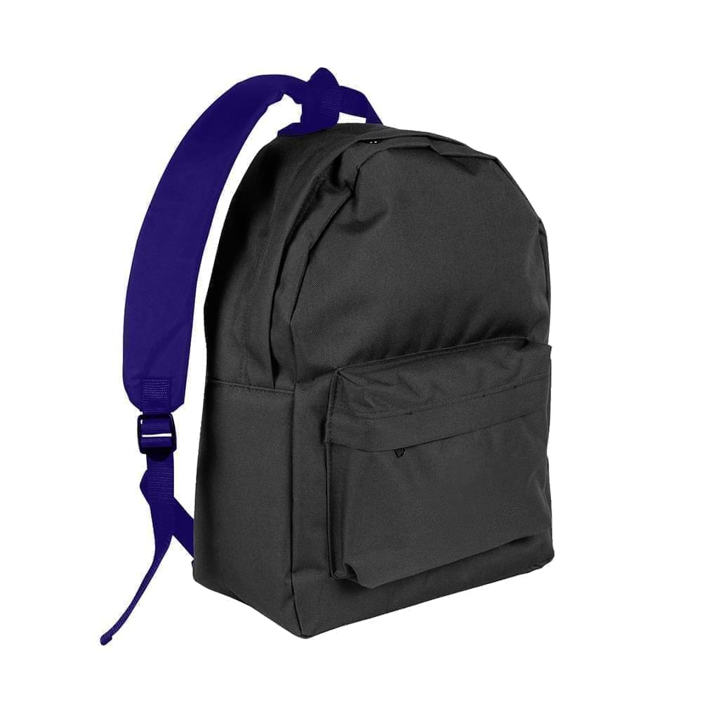 USA Made Nylon Poly Backpack Knapsacks, Black-Purple, 8960-AO1