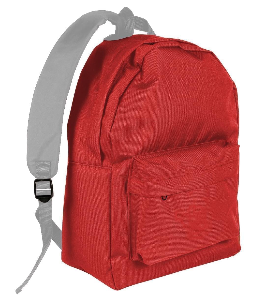 USA Made Nylon Poly Backpack Knapsacks, Red-Grey, 8960-AZU