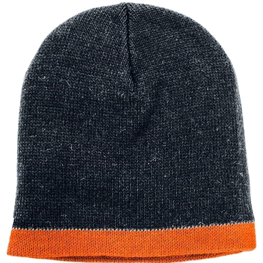 USA Made Knit Stripe Beanie Black Orange,  99B824-BLK-BOR