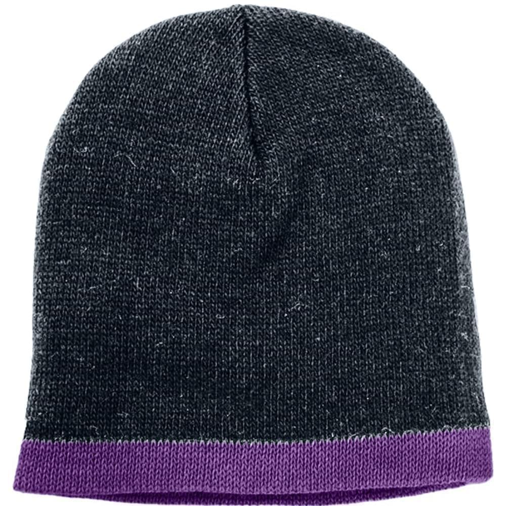 USA Made Knit Stripe Beanie Black Purple,  99B824-BLK-PRP