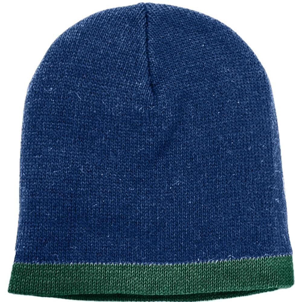 USA Made Knit Stripe Beanie Navy Forest Green,  99B824-NVY-HGR