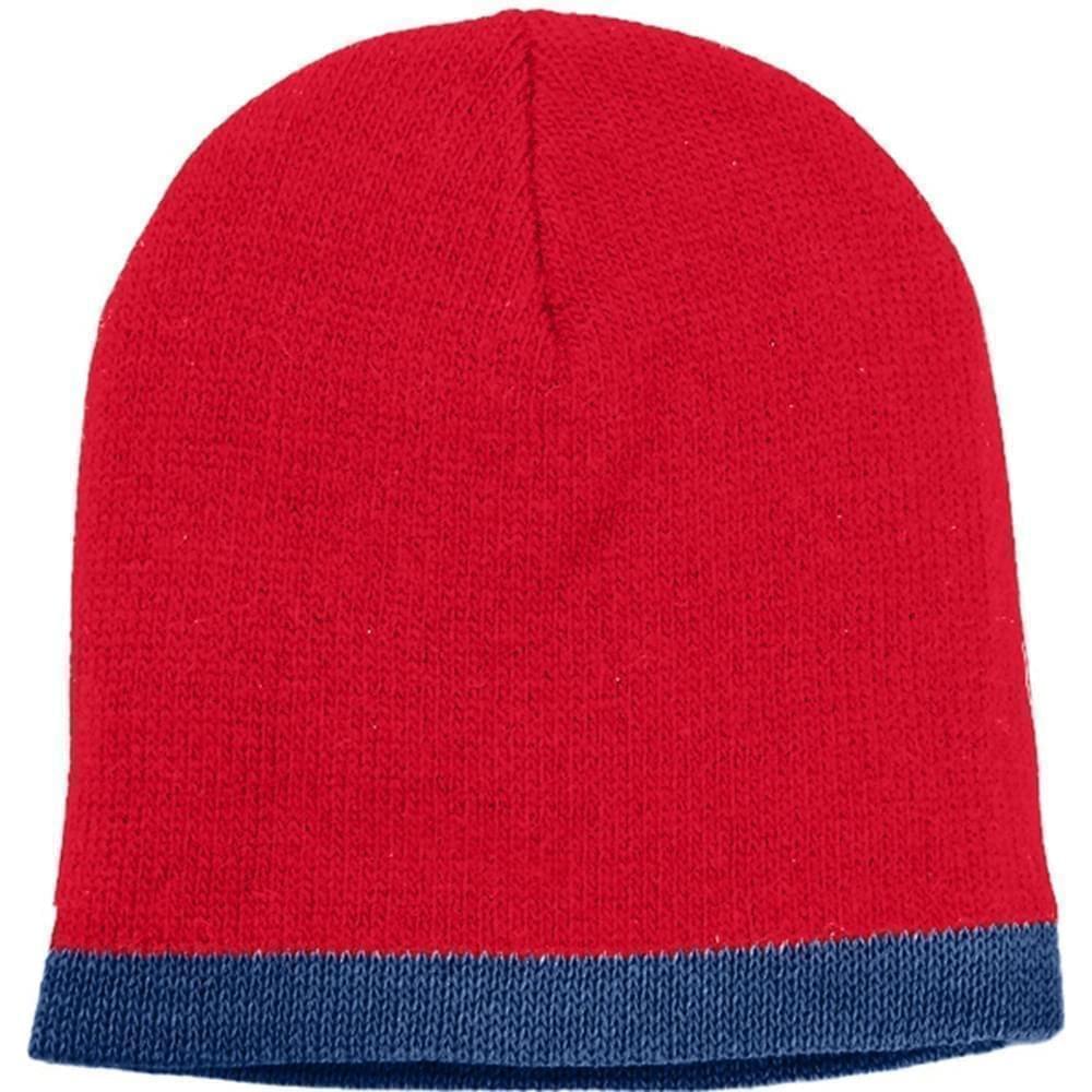 USA Made Knit Stripe Beanie Red Navy,  99B824-RED-NVY