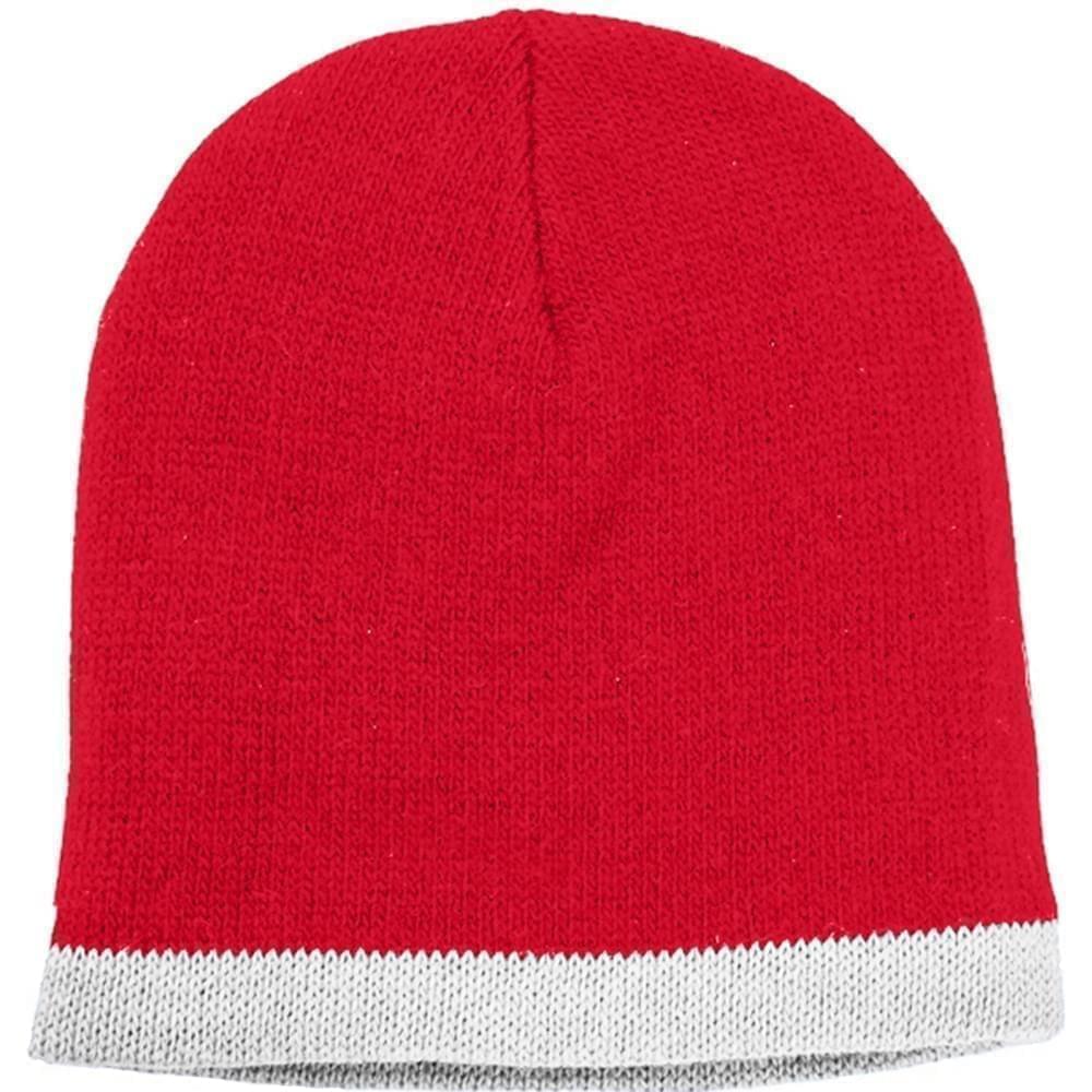 USA Made Knit Stripe Beanie Red White,  99B824-RED-WHT