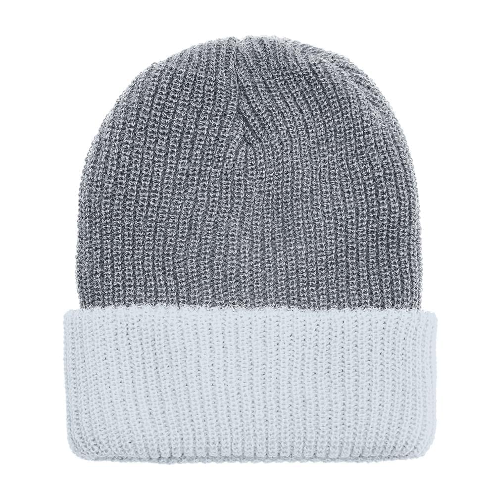 USA Made Knit Cuff Hat Grey White,  99C244-GRY-WHT
