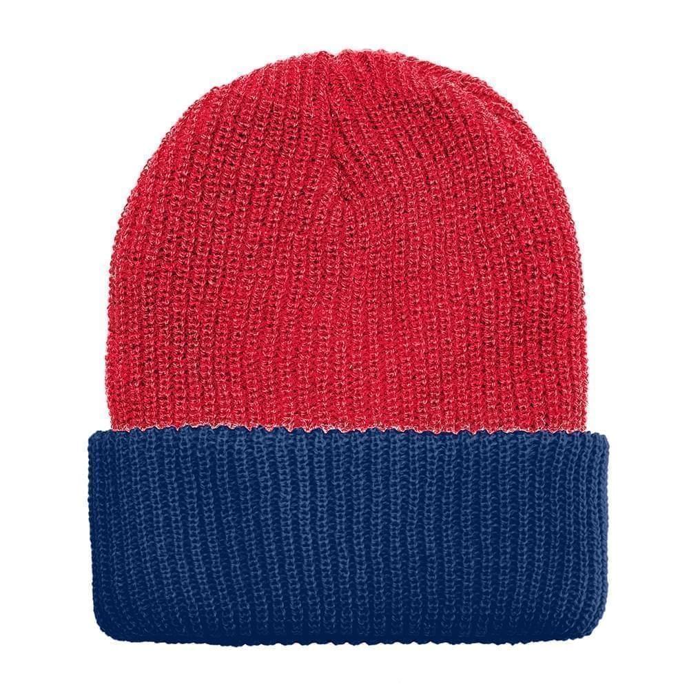 USA Made Knit Cuff Hat Red Navy,  99C244-RED-NVY