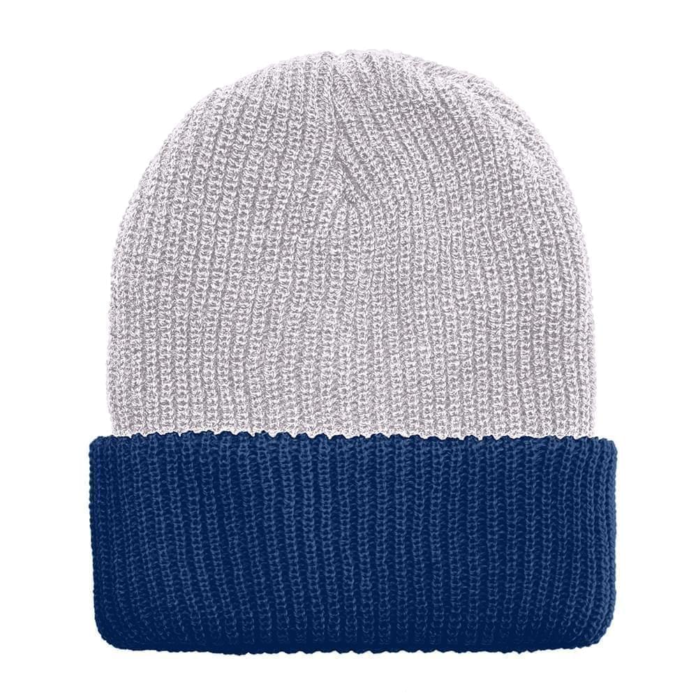 USA Made Knit Cuff Hat White Navy,  99C244-WHT-NVY