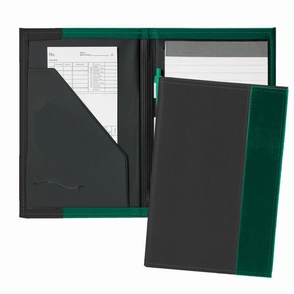 Manhattan Junior Folder-Faux Leather Vinyl-Black / Hunter Green