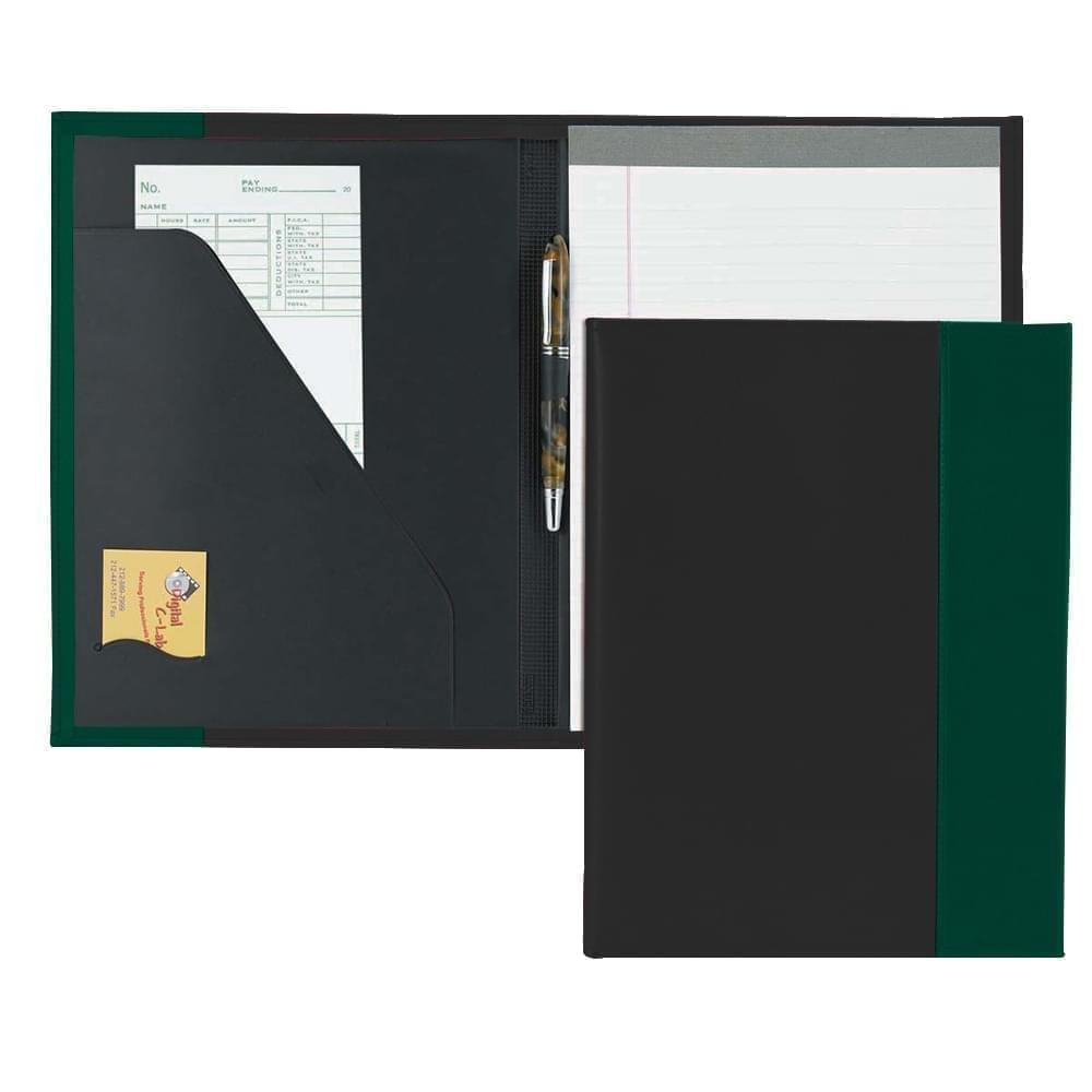 Manhattan Letter Folder-Faux Leather Vinyl-Black / Hunter Green
