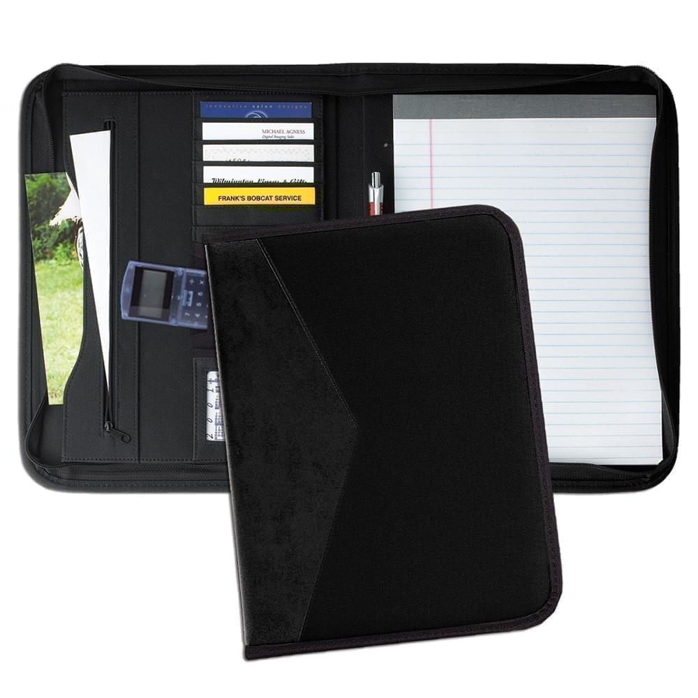 Tribeca Dual Tone Zipper Folder-Matte-Black / Black
