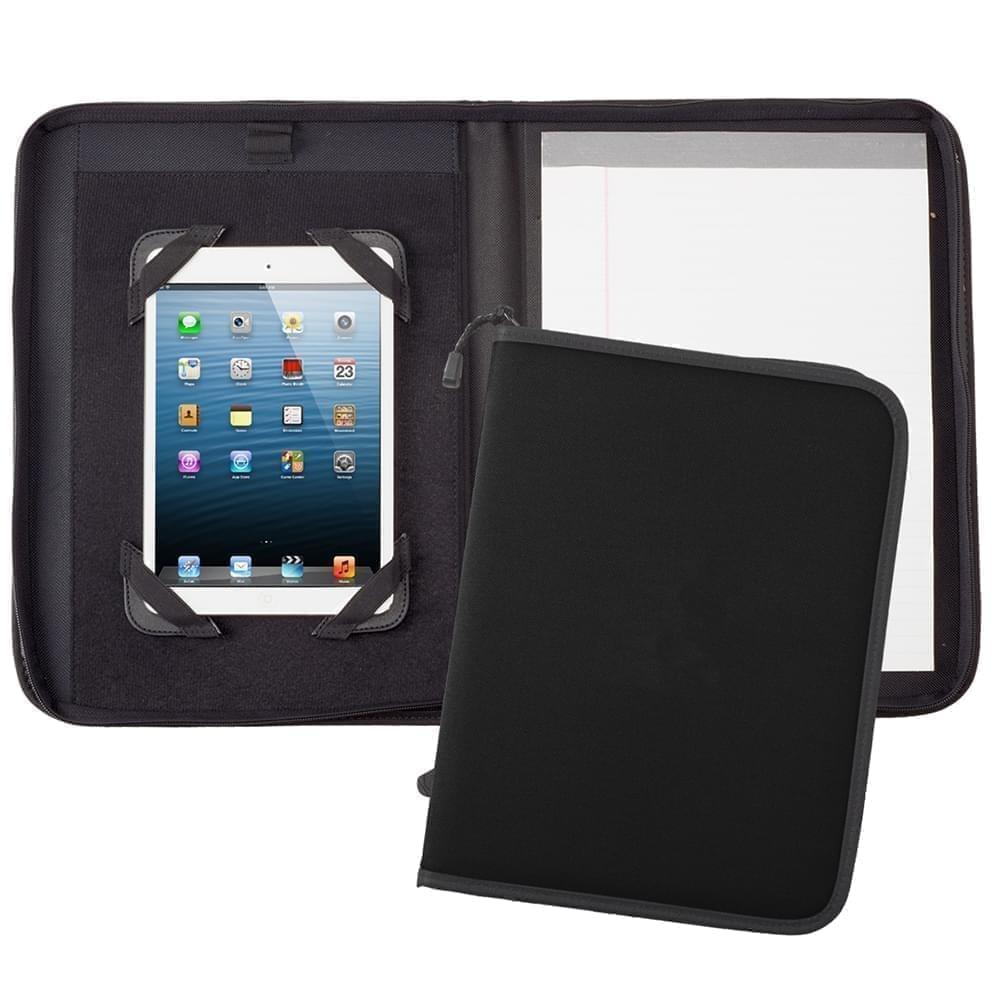 Tribeca Tablet Folio with Zipper Closure-Nylon-Black