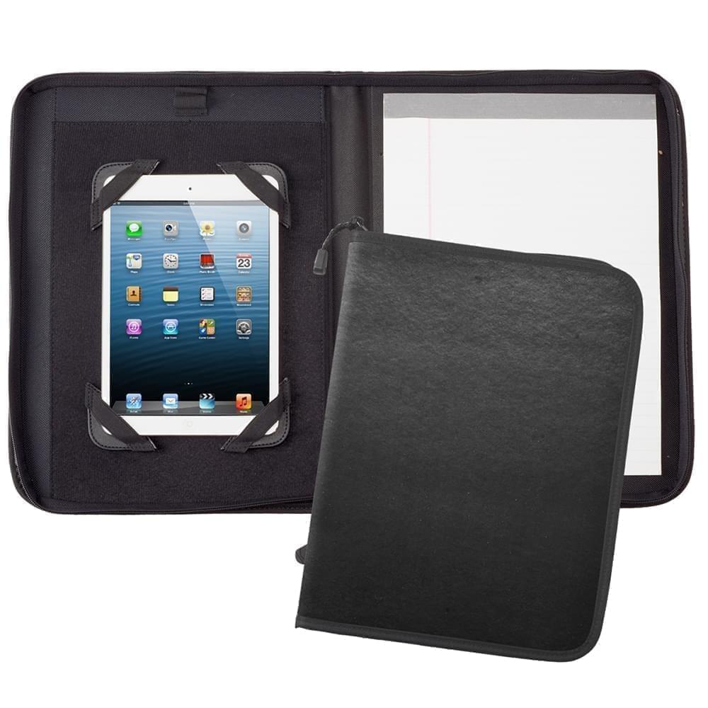 Tribeca Tablet Folder W/Zipper Closure-Polished-Black