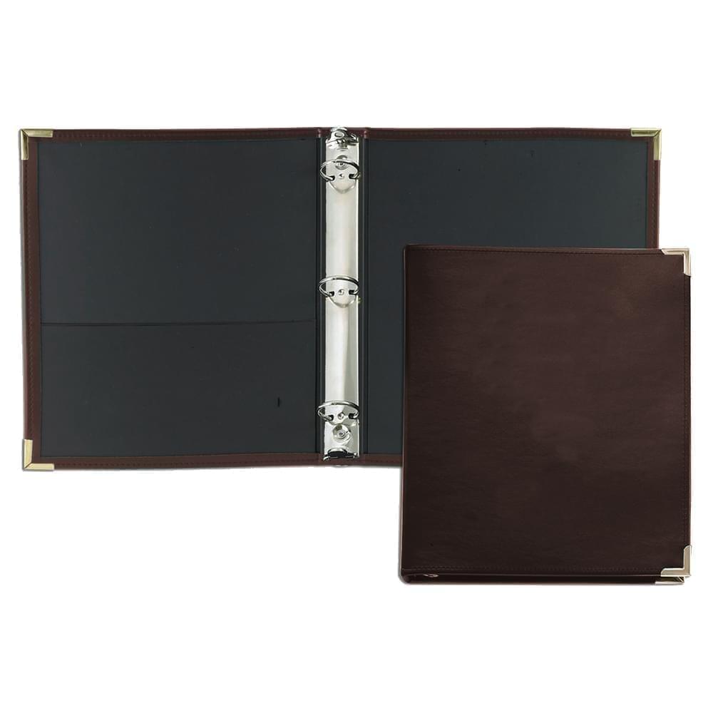 1/2" Stitched Ring Binder-Faux Leather Vinyl-Brown