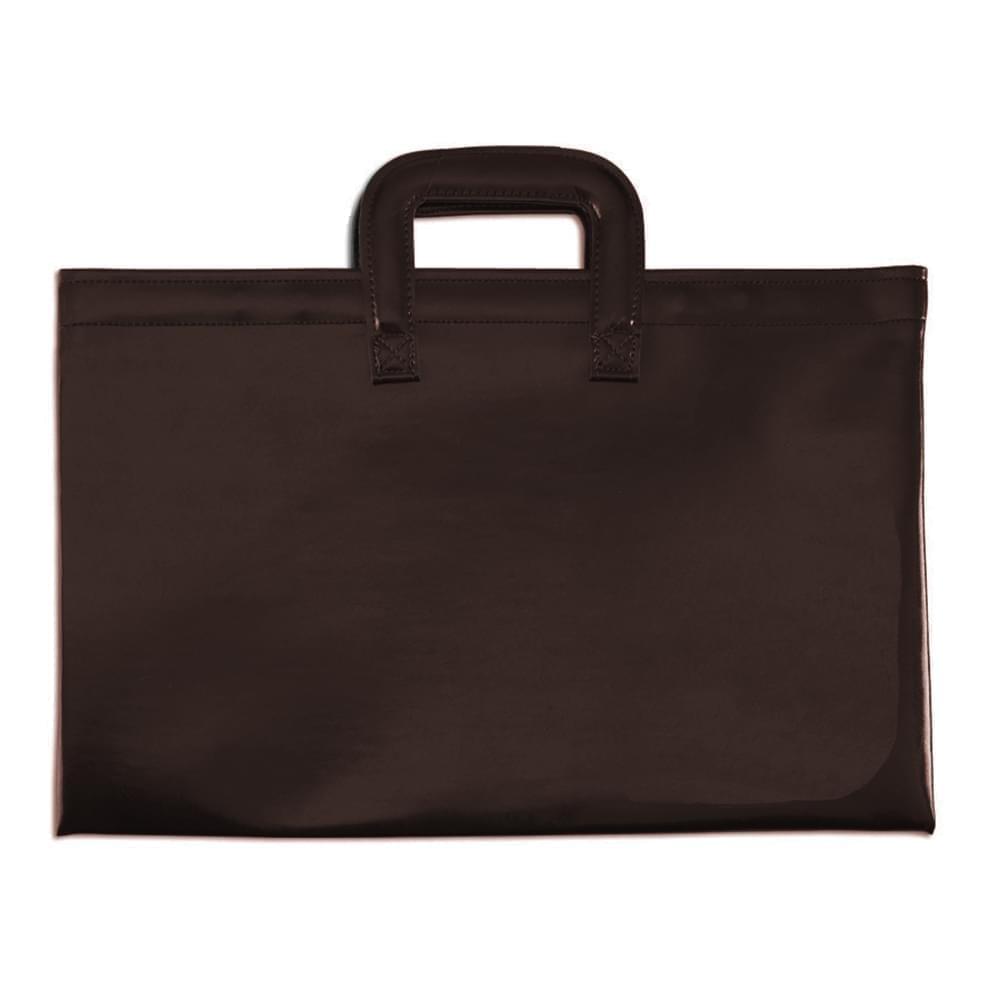 Briefcase with Luggage Handles-Faux Leather Vinyl-Brown